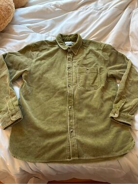 Urban Outfitters Olive Green Corduroy Button Up Shacket Coat